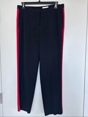 Hugo Boss Navy Pants with Red Side Stripe - Women's Tailored Trousers